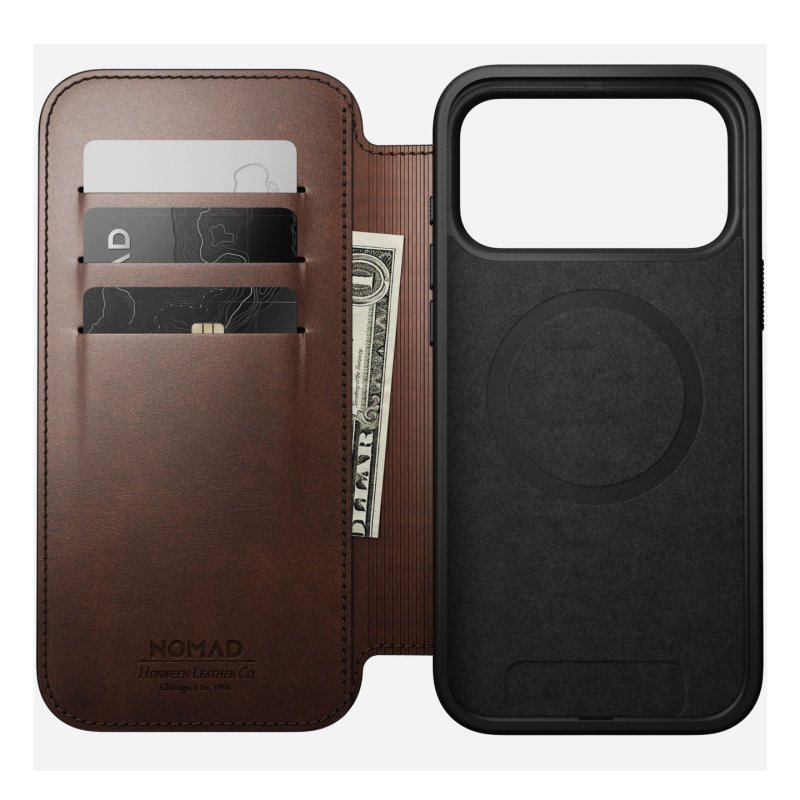 Nomad Modern Leather Folio iPhone 17 Pro Max Rustic Brown H