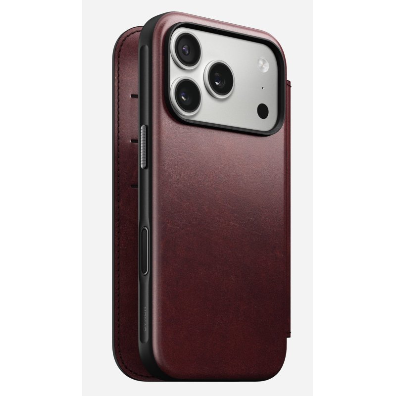 Nomad Modern Leather Folio iPhone 17 Pro Burgundy Horween