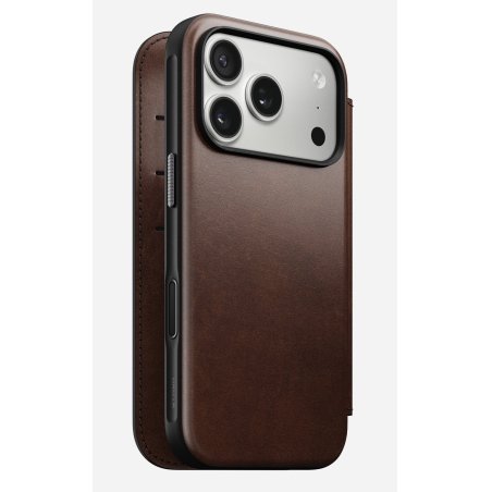 Nomad Modern Leather Folio iPhone 17 Pro Rustic Brown H.