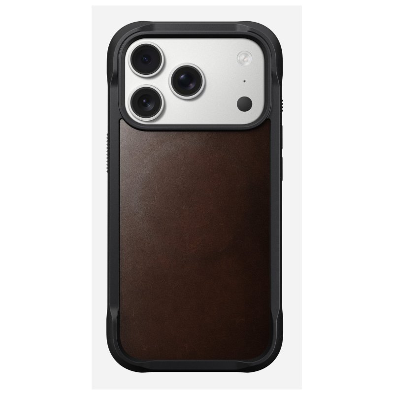 Nomad Rugged Leather Case iPhone 17 Pro Rustic Brown Horween