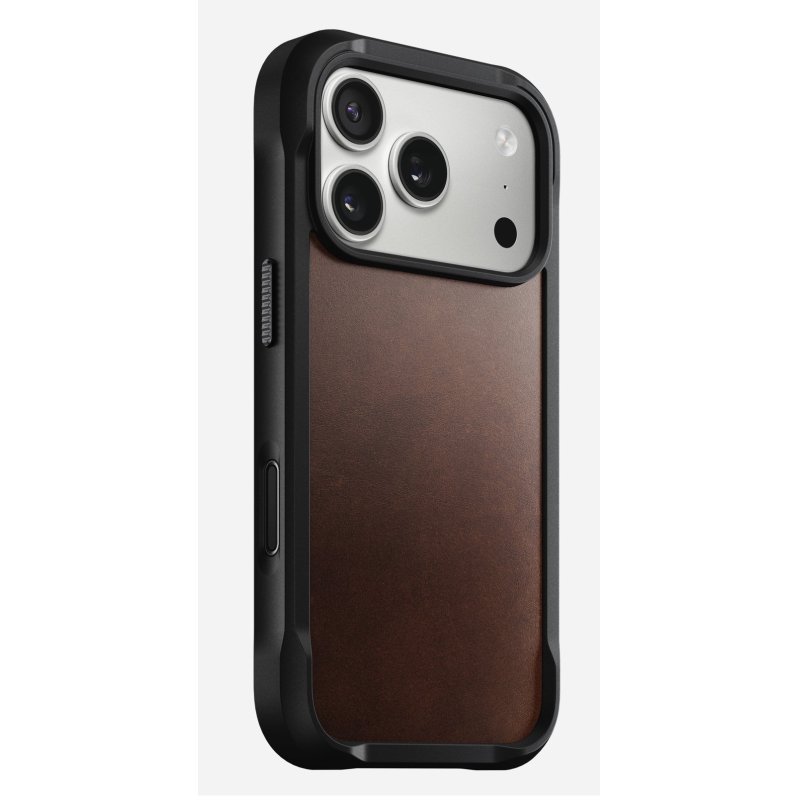 Nomad Rugged Leather Case iPhone 17 Pro Rustic Brown Horween