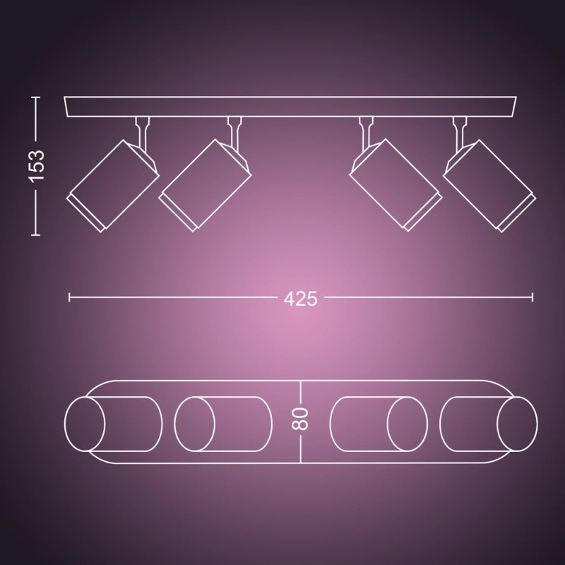 Philips Hue White and colour ambience Fugato quadruple spotlight