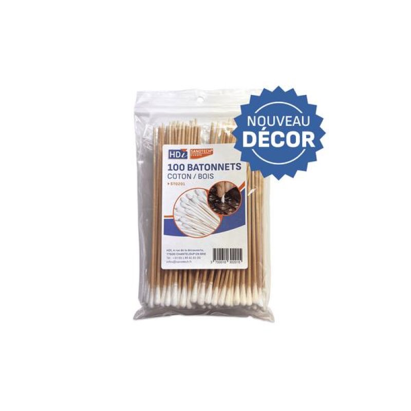 Wooden/cotton sticks for computer cleaning - 100 pcs