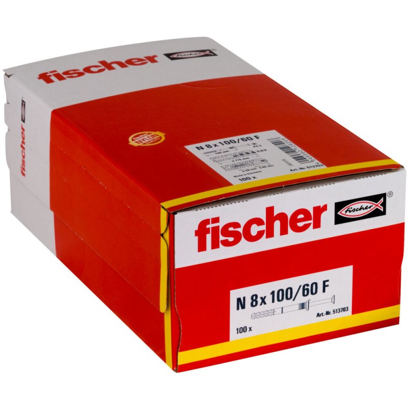 Fischer 513703 ancrage à vis et cheville murale 100 pièce(s) Kit de fiches murales et vis 100 mm