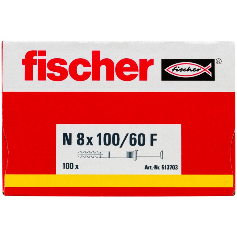 Cheville clou NF 8x100/60 FISCHER - Boite de 100 - 513703