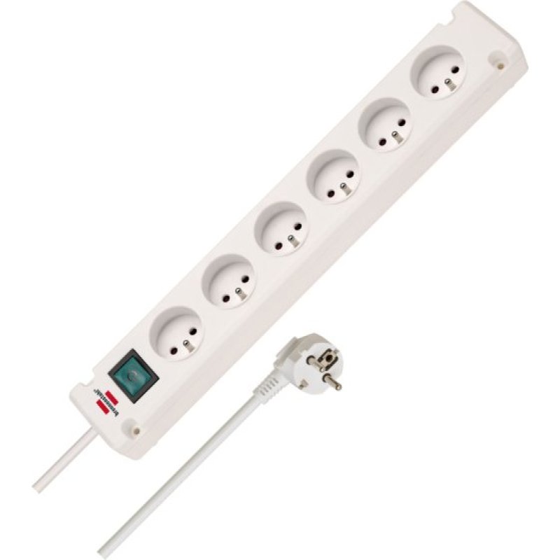 Multiprise Bremounta 6 prises BRENNENSTUHL - 3m - H05VV-F3G1.5 avec interrupteur - blanc - 1150651326