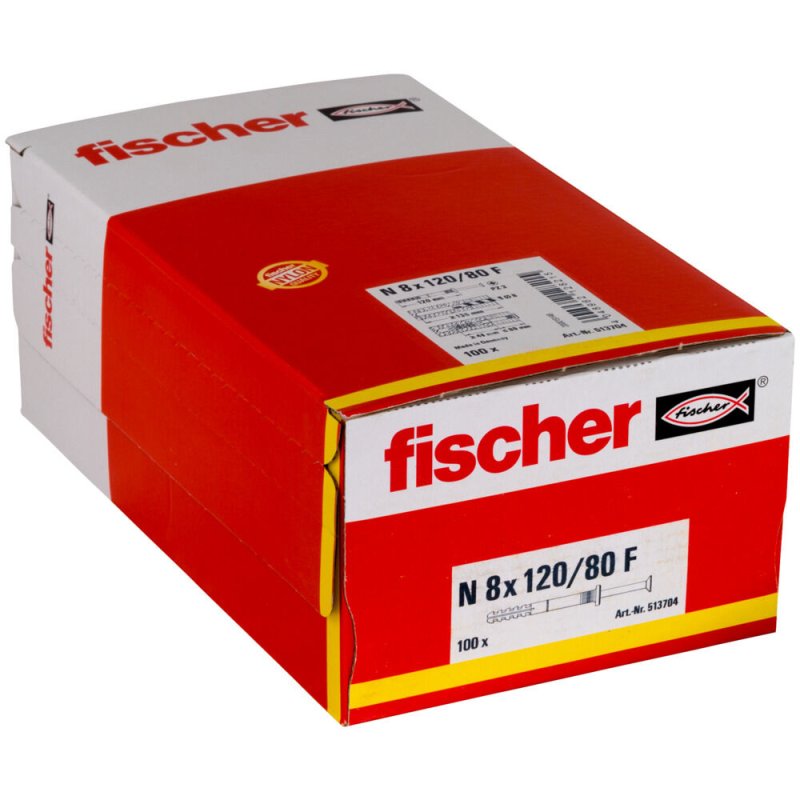 Fischer 513704 ancrage à vis et cheville murale 100 pièce(s) Kit de fiches murales et vis 120 mm