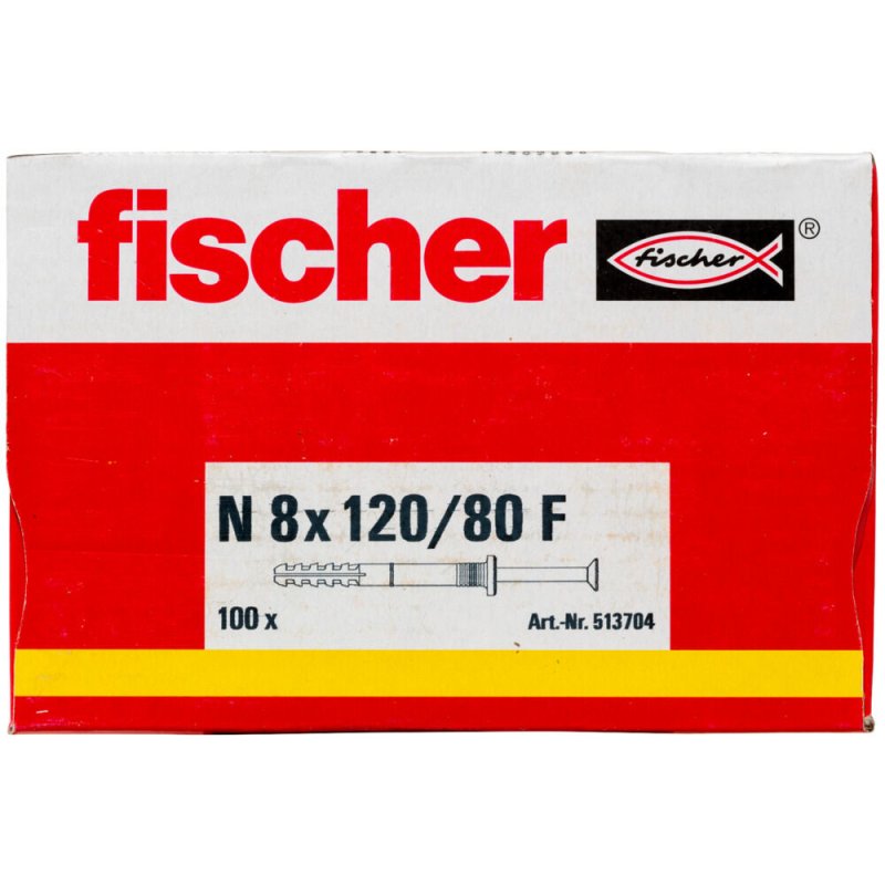 Cheville clou NF 8x120/80 FISCHER - Boite de 100 - 513704