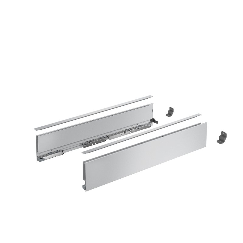 Profilé latéral de tiroir AvanTech YOU, H101mm x L500mm, argent, gauche et droite - HETTICH - 9353340