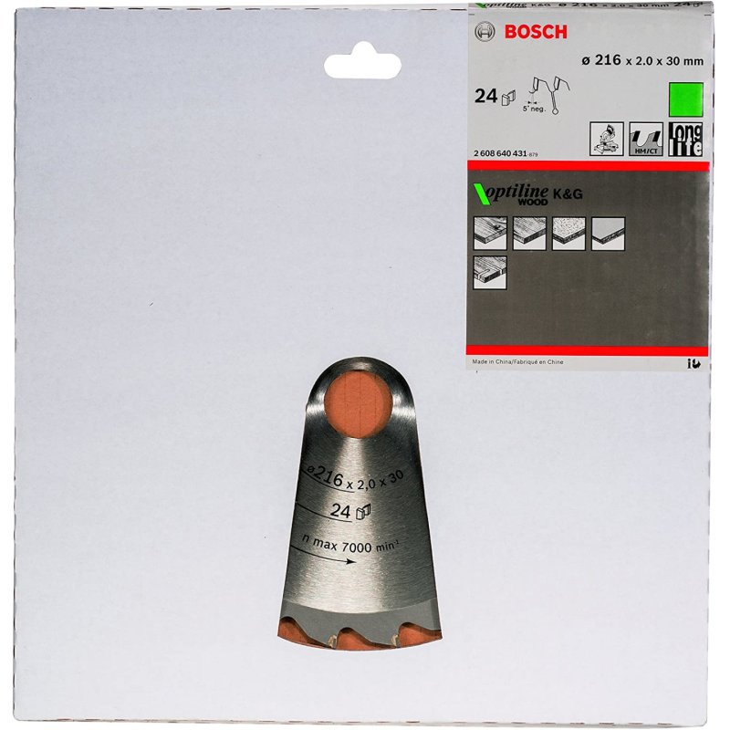Lame de scie circulaire Optiline Wood Ø 30mm - 216 x 30 x 2,0 mm, 24 - 2 608 640 431