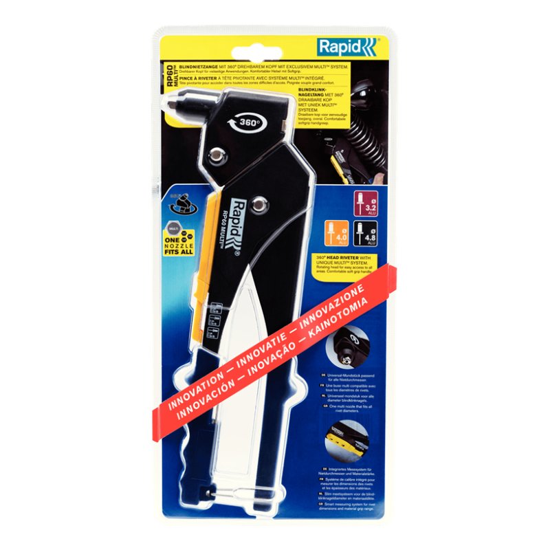 Pince à riveter à tête pivotante 360° RP60 Multi - Blister - RAPID-ISABERG - 5001126