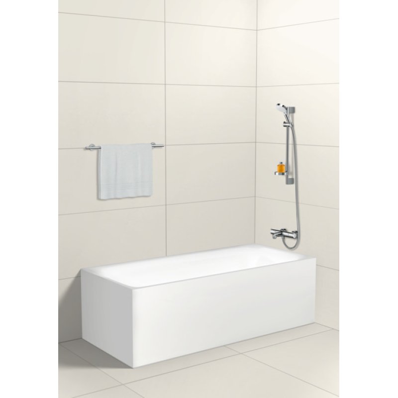 Set de douche Crometta Vario avec barre Unica'Croma 65 cm et porte-savon blanc/chromé - HANSGROHE - 26553400