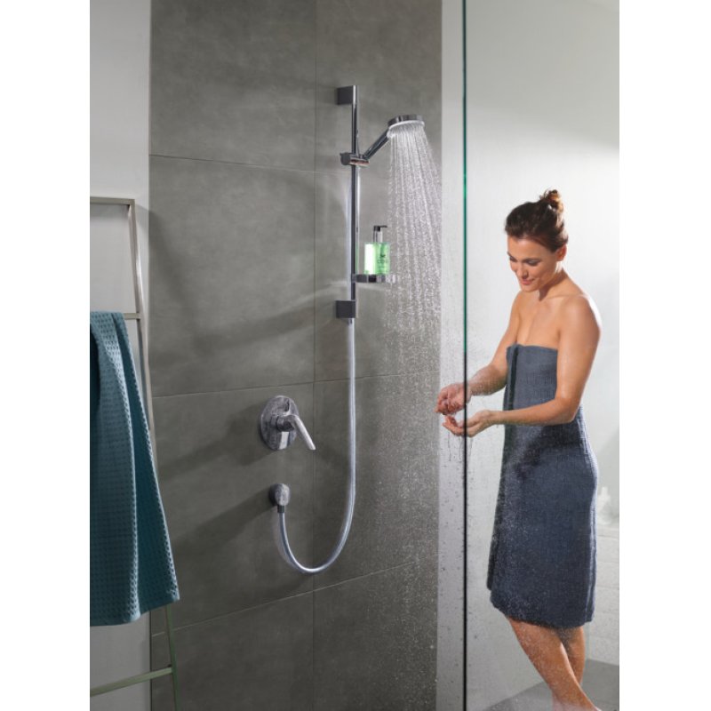 Set de douche Crometta Vario avec barre Unica'Croma 65 cm et porte-savon blanc/chromé - HANSGROHE - 26553400