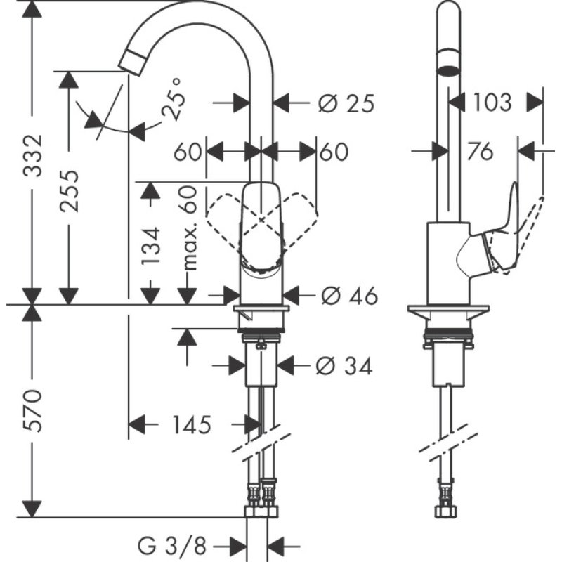 Mitigeur de cuisine HANSGROHE Logis M31 , 1 jet chromé - 71835000