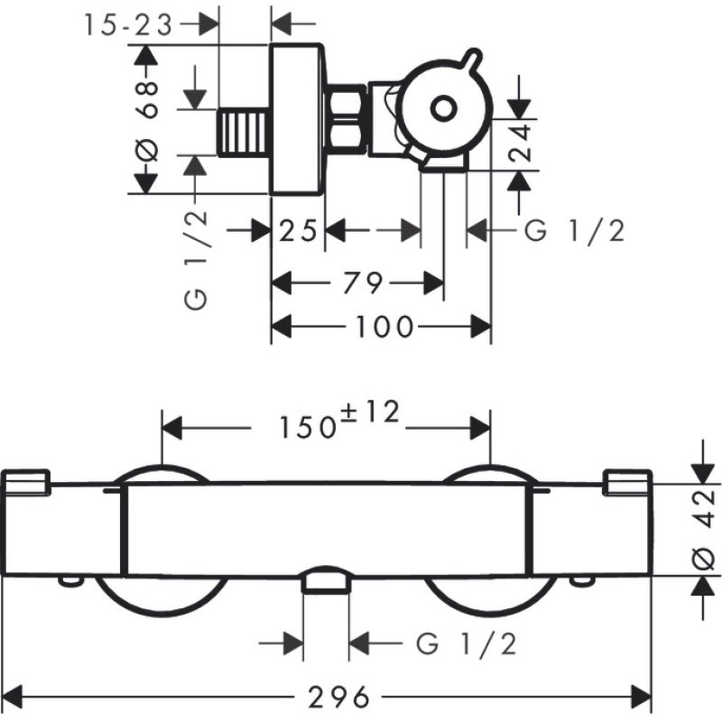 Mitigeur Thermostatique 1001 CL douche HANSGROHE Ecostat chromé - 13211000