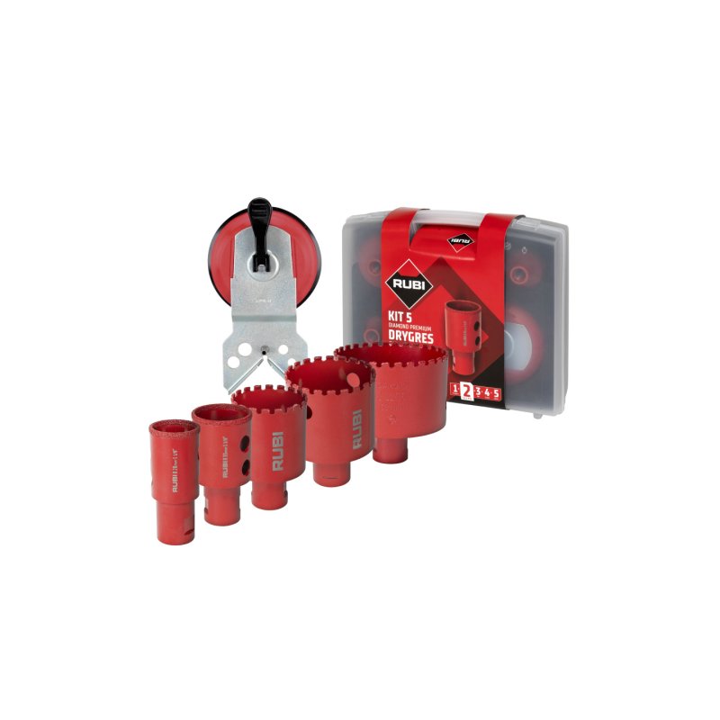 Kit de 6 trépans Drygres Premium 6/8/20/35/50/68 mm M14 RUBI Lg. durée sur meuleuse - 51929