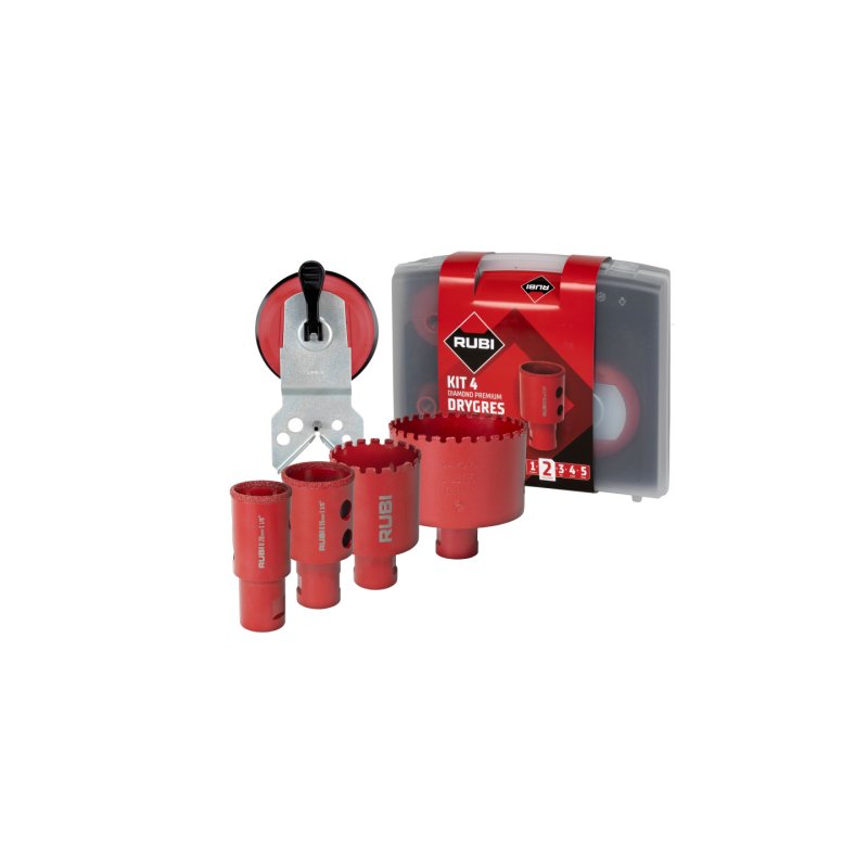 Kit de 6 trépans Drygres Premium 6/8/20/35/50/68 mm M14 RUBI Lg. durée sur meuleuse - 51929