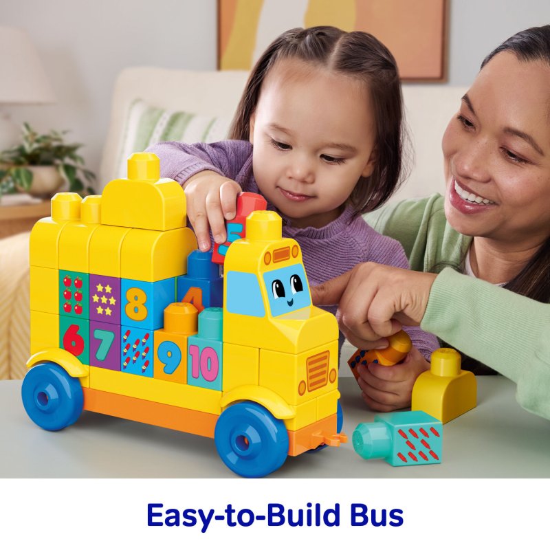 MEGA BLOKS First Builders Build & Count Bus Block Toy (45 Pieces) for Toddler