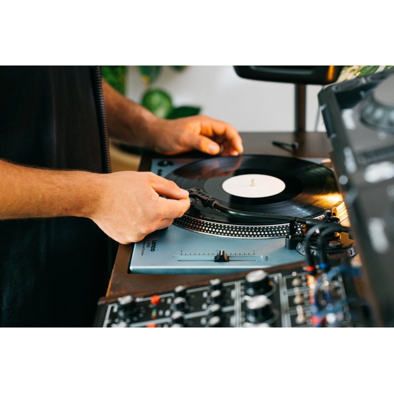 Lenco L-3809ME audio turntable Direct drive audio turntable Blue, Metallic Manual