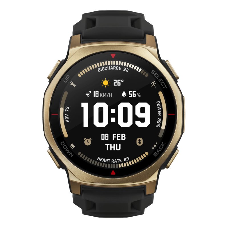 Amazfit T-rex 3 Pro 3.35 cm (1.32") AMOLED 44 mm Digital 466 x 466 pixels Touchscreen Gold Wi-Fi GPS (satellite)