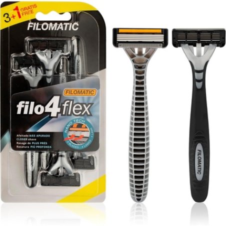 Filomatic Filo4flex Disposable Razor For Men 4 Sharp Blades Flexible Head Lubricating Strip 4 Pack