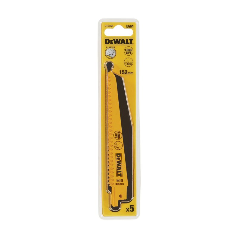 5 Lames sabres spécial coupe de plâtre DEWALT - L.152 mm - DT2356