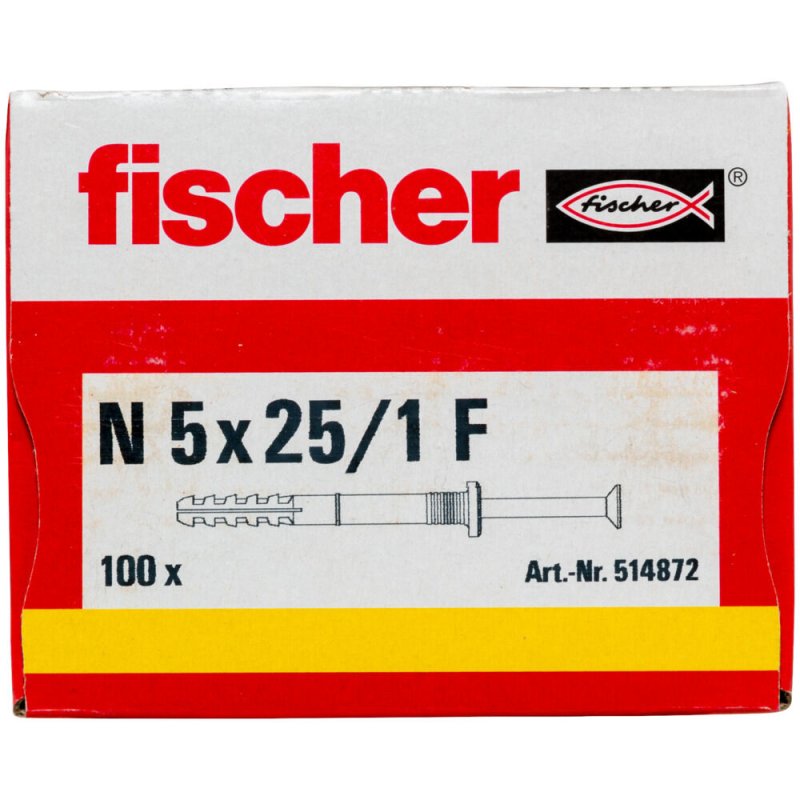 Fischer 514872 ancrage à vis et cheville murale 100 pièce(s) Kit de fiches murales et vis 25 mm