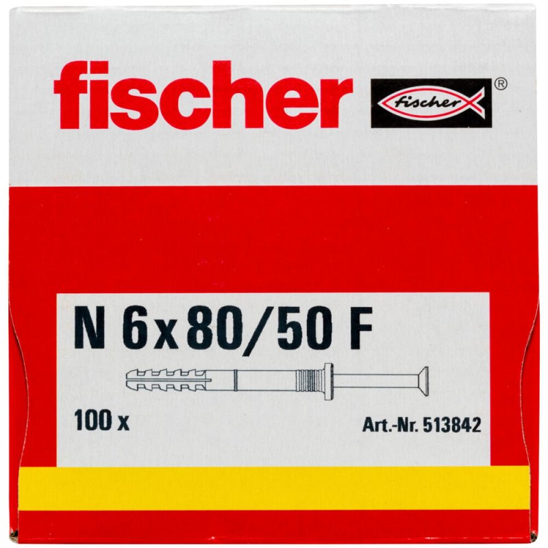 Cheville clou NF 6x80/50 FISCHER - Boite de 100 - 513842