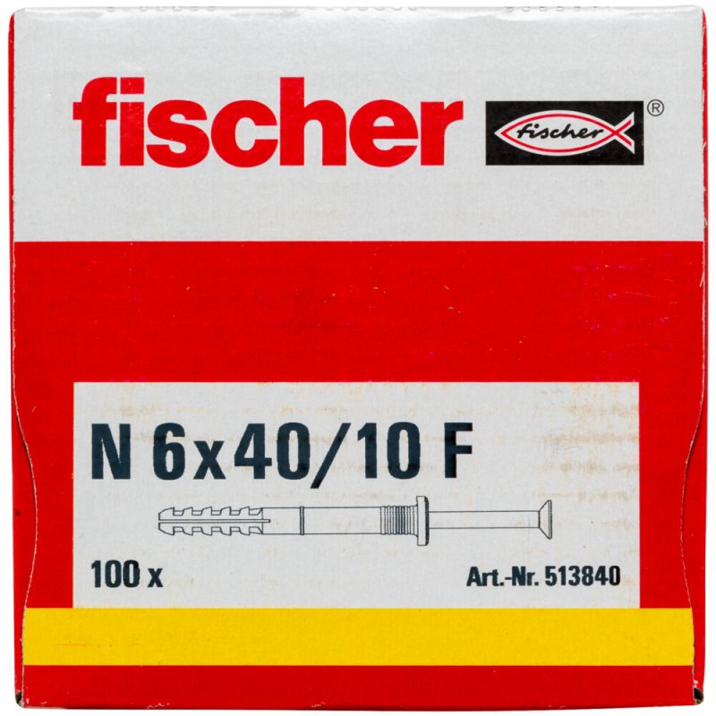 Fischer 513840 ancrage à vis et cheville murale 100 pièce(s) Kit de fiches murales et vis 40 mm