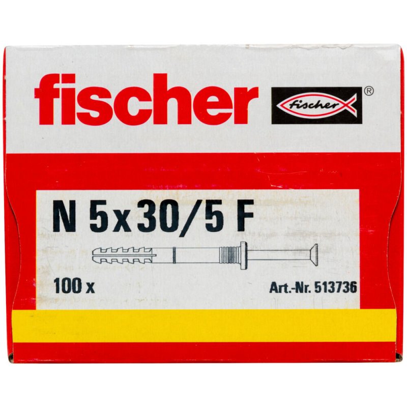 Fischer 513736 screw anchor / wall plug 100 pc(s) Screw & wall plug kit 30 mm