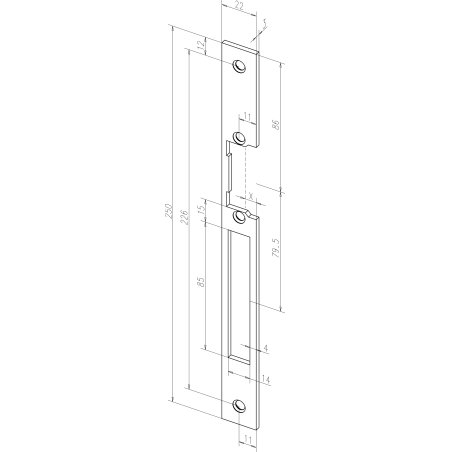 Têtière longue HZ Acier inox S 967 EFF EFF pour gâche électrique 44535-01 - double empenage réversible - 06445351