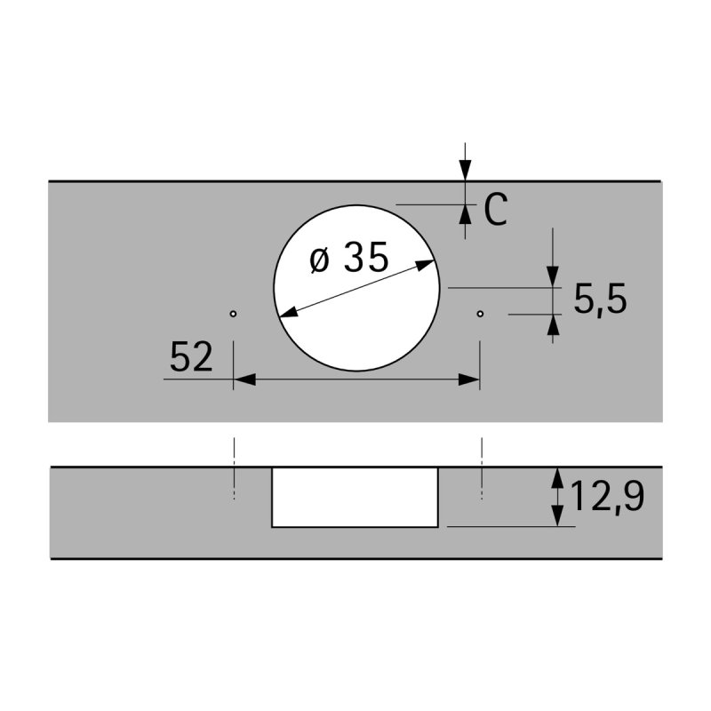 Charnière Sensys sans amortisseur HETTICH à visser - ép.porte 15/28 cais.45° 95°- porte en applique - 9088179