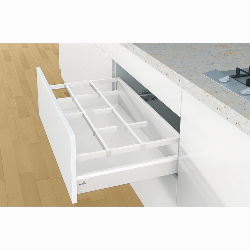 Tringle pour façade tiroir à l'anglaise Arcitech HETTICH à recouper en alu blanc - L.2000 mm - 9182714