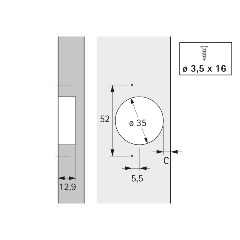 Charnière à frigo HETTICH ET 582 - 72134