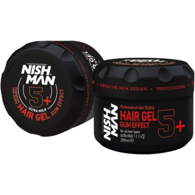 Nish Man Hair Styling Gel for Men Gum Effect 5 300ml