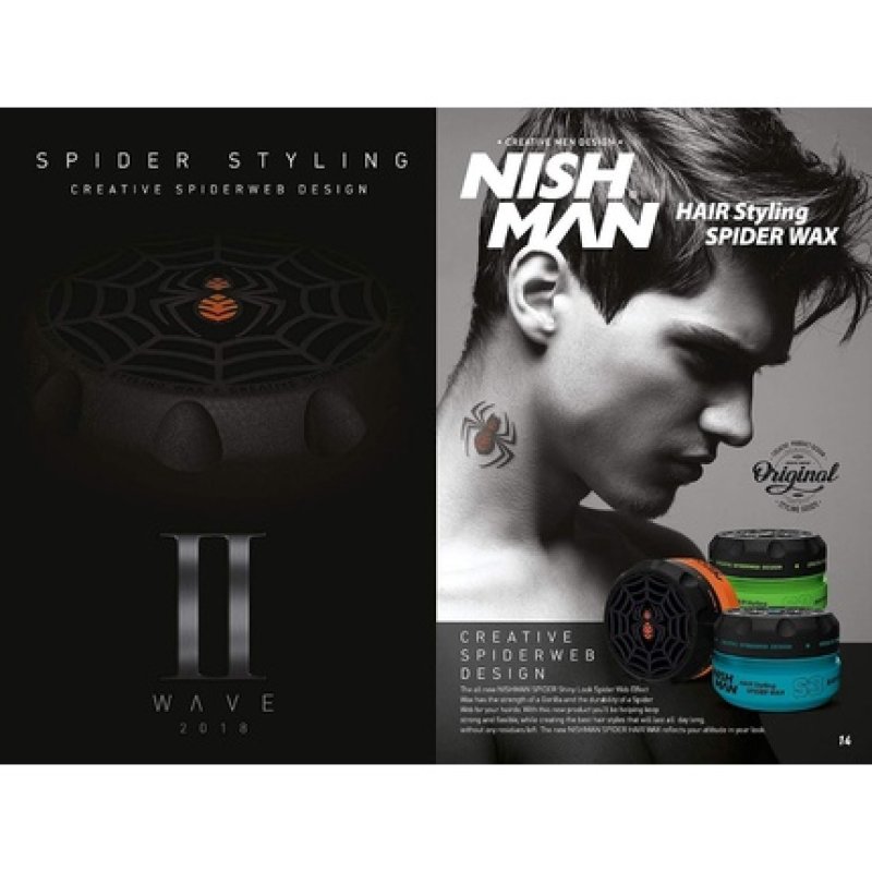 NISHMAN Hair Styling Wax Spider Wax Blackwidow S1 150ml Natural Shine Ultra High Strong Hold Edge Control Hair Clay Wax