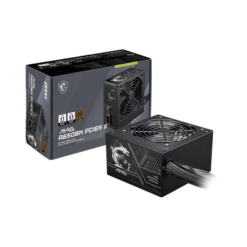 MSI MAG A650BN PCIE5 II unité d'alimentation d'énergie 650 W 20 4 pin ATX ATX Noir
