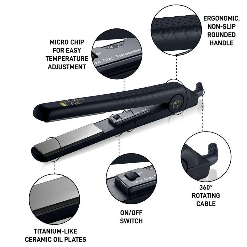 Golden Curl GC_806_BLACK hair styling tool Straightening brush Warm Black