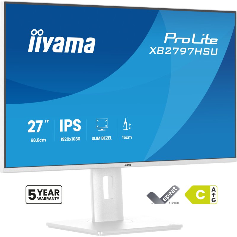 iiyama ProLite XB2797HSU-W1 computer monitor 68.6 cm (27") 1920 x 1080 pixels Full HD LED White