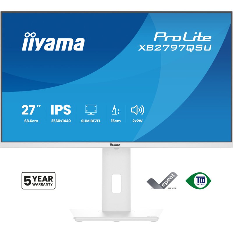 iiyama ProLite XB2797QSU-W1 écran plat de PC 68,6 cm (27") 2560 x 1440 pixels Quad HD LED Blanc