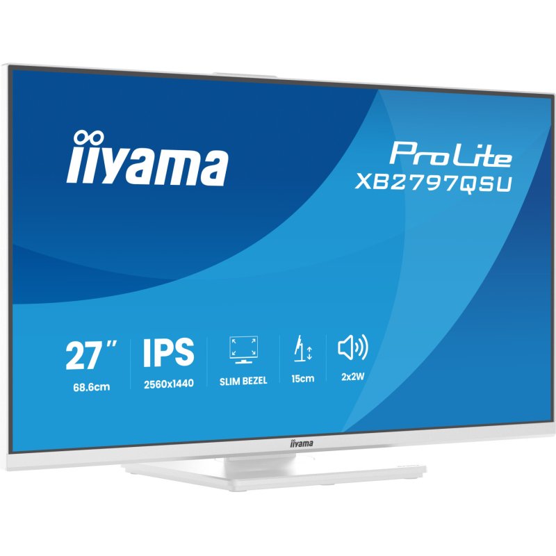 iiyama ProLite XB2797QSU-W1 computer monitor 68.6 cm (27") 2560 x 1440 pixels Quad HD LED White