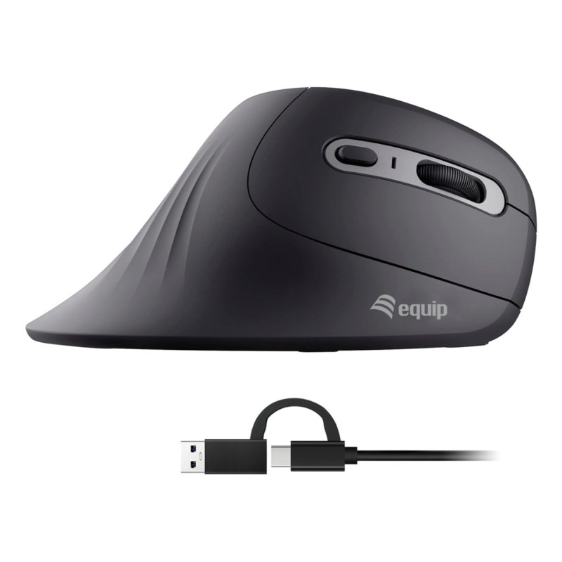 Equip Ergonomische Maus USB-A/-C Stker 1.80m Rechts schwarz