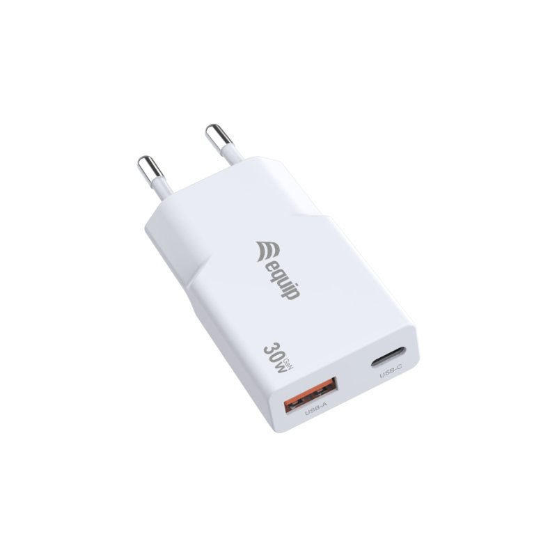 Equip 2-Port 30W GaN Slim USB PD Charger, USB-C x1, USB-A x1