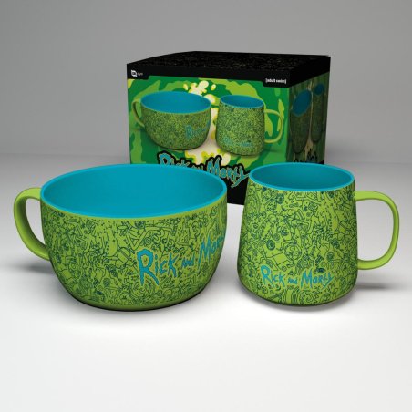 RICK & MORTY - Pattern - Set petit-déjeuner bol 850ml & mug 380ml