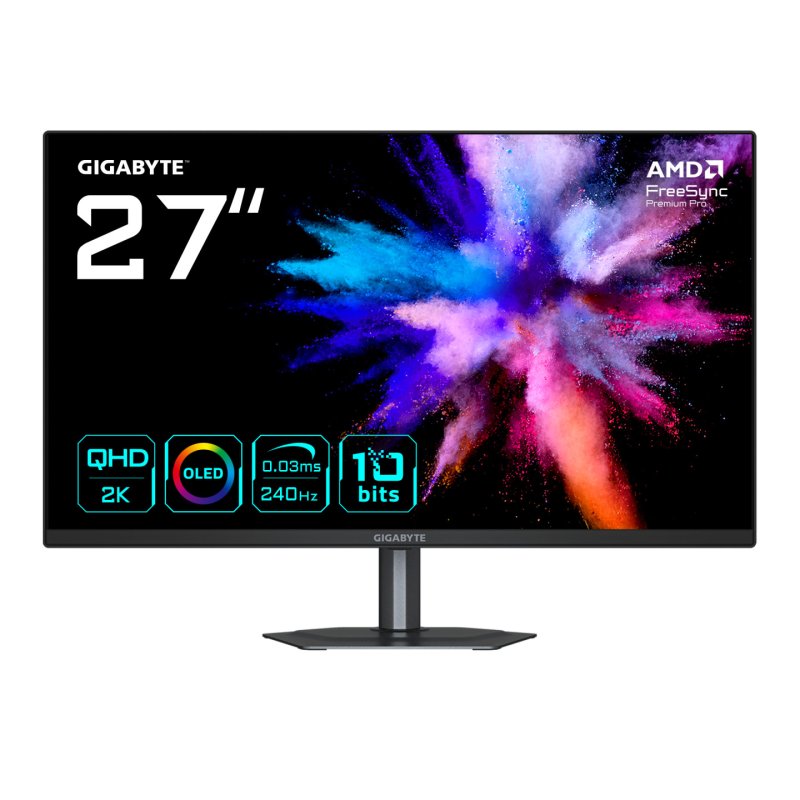 GIGABYTE GO27Q24 27” OLED 2K QHD Gaming Monitor - 2560 x 1440, 240Hz, 0.03ms, 400 cd/m², FreeSync Premium Pro, HDMI