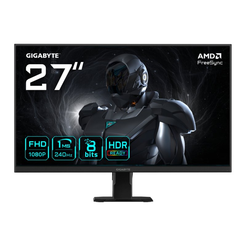 GIGABYTE GS27F2 Moniteur de jeu 27" FHD - 1920 x 1080, 240Hz, 1ms, 300 cd/m², FreeSync, HDR Ready, HDMI 2.0,