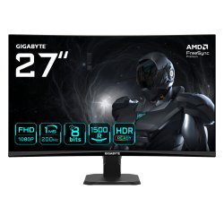 GIGABYTE GS27FCA Écran gaming incurvé 27" FHD - 1920 x 1080, 200Hz, 1ms, 250 cd/m², FreeSync Premium, HDR Ready,