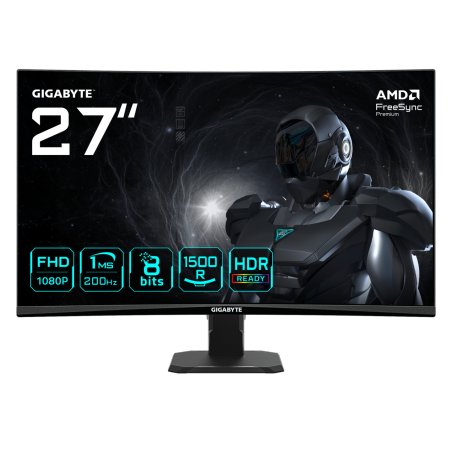 GIGABYTE GS27FCA Écran gaming incurvé 27" FHD - 1920 x 1080, 200Hz, 1ms, 250 cd/m², FreeSync Premium, HDR Ready,