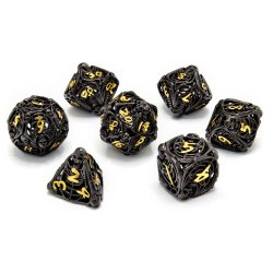 CritStones Hollow Metal Dice Set Soulreaper Gold (7)