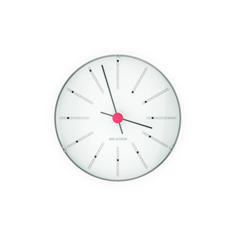 Arne Jacobsen - Bankers Wall Clock - White/Black/Red - Ø12 cm